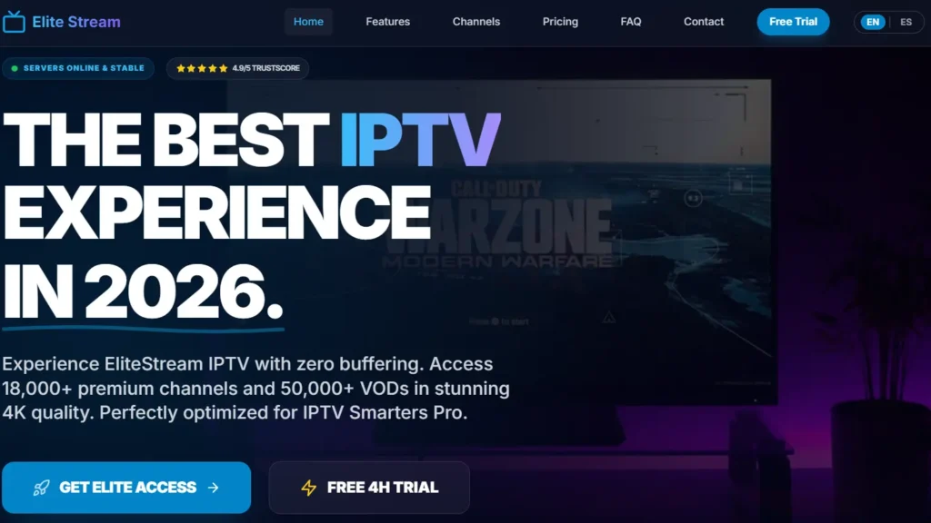 EliteStream IPTV Homepage