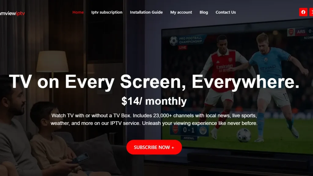 StreamView IPTV Homepage
